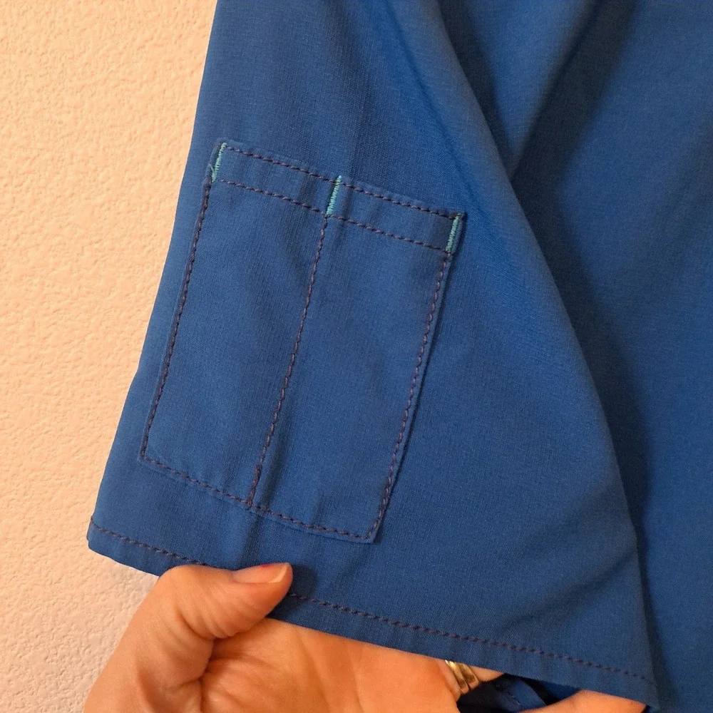 Carhartt Force Women Royal Blue Medical Scrub Set V-Neck Top Cargo Pants XL